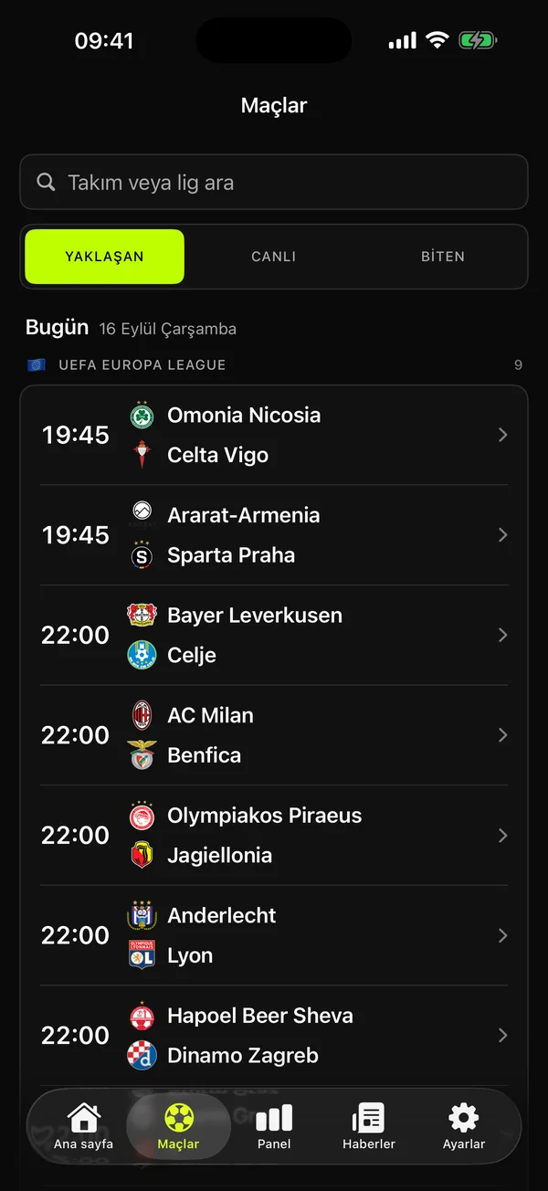 Tüm maçlar